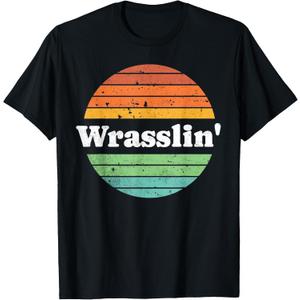 Retro Wrasslin' Funny Wrestling Lover Boys Mens 70s Style T-Shirt, 3XL