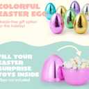 JOYIN 12 Pcs Large Metallic Easter Eggs, 6 Inches Colorful Jumbo Plastic Eggs Fillable for Easter Themed Hunt Basket Stuffers Fillers Filling Treats Party Favor Classroom Prize Supplies