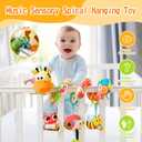 Jollybaby Crib Stroller Car Seat Toys for Baby 0-3-6-9-12 Months, Tummy Time Hanging Sensory Toys for Newborn with Music Box and Teether, Spiral Carseat Toy for Infant Boys Girls Gifts (Yellow)