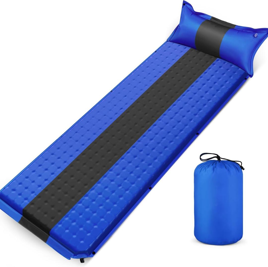 Inflatable Sleeping Pad Memory Camping Cushion Automatic Self-Inflating Air Mattress for Hiking Climbing Travel Dark Lightweight Easy to Pack