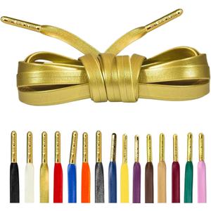 Loop King Laces 1 Pair Luxury Leather Shoe Laces with Gold Tips (5-6 Eyelets / 90cm / 36")