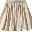 Women's Bubble Skirt White Black Puffy Skort Balloon y2k Going Out One Size Cute Aesthetic Short (Beige)