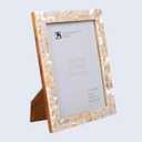 Handicrafts Home Mother of Pearl Picture Frame 5x7, Decorative Photo Frame for Tabletop or Wall, Handmade Shell Mosaic Frame, Modern Home Decor, Gift Picture Frame, White