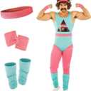 fun shack 80s Exercise Costumes For Men, 80s Workout Costumes, Retro Fitness Outfits For Men, 80s Gym Attire (Medium)