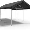 SIHAIAN 10 x 20 Ft Carport Replacement Canopy Cover(No Frame), Easy to Set up Carport Canopy, 500D Heavy-Duty Garage Top Tent Shelter Tarp Waterproof and UV Protected (Only Canopy Cover) Black