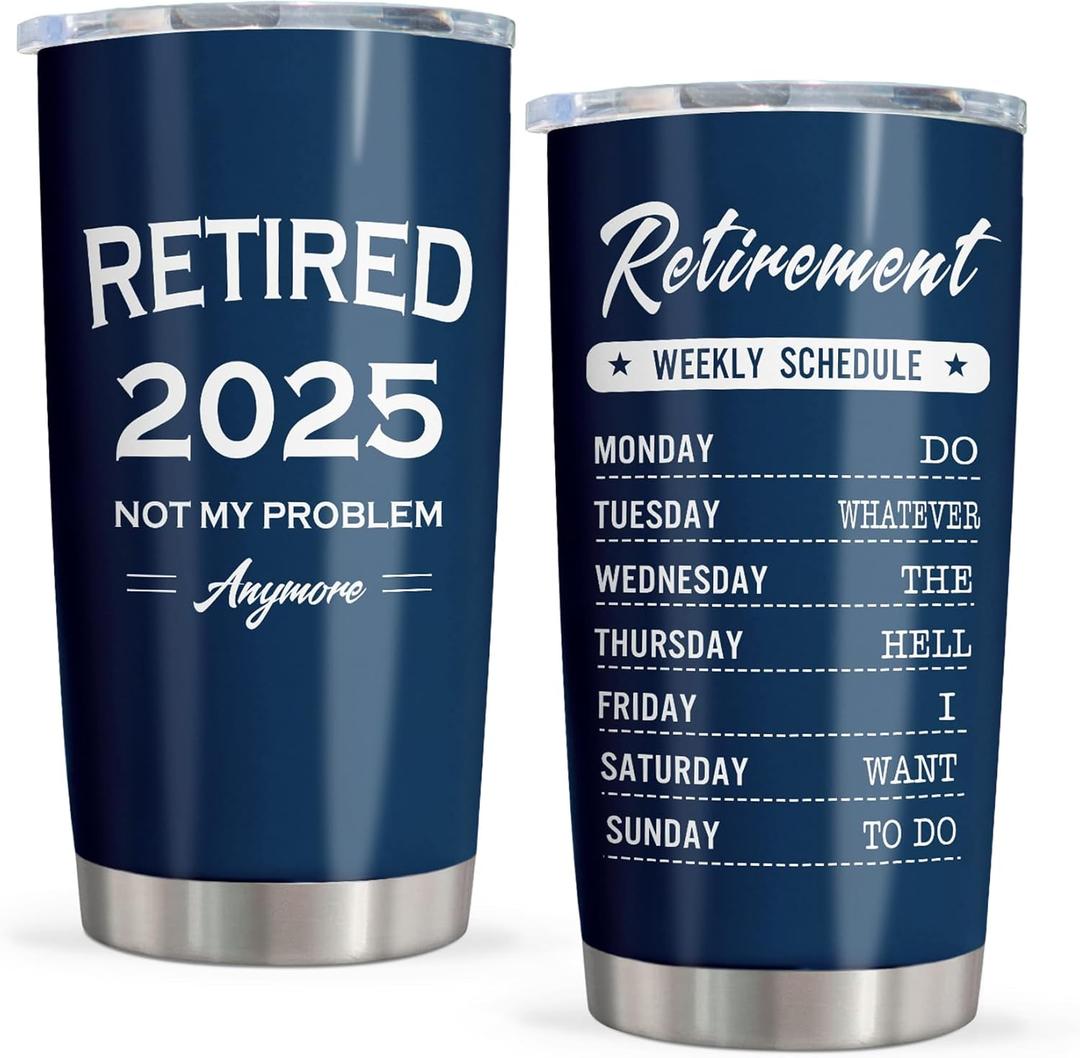 Funny Retirement Gifts for Men, Retired Gifts for Men Teachers Coworkers Boss Doctors, Not My Problem Anymore Cup Tumbler Mug 20oz Stainless Steel 20oz 1PC