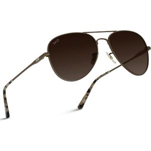 WearMe Pro - Polarized Pilot Style Classic Aviator Sunglasses (Brown Frame / Gradient Brown Lens)