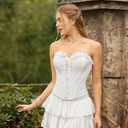 Scarlet Darkness Corset Tops for Women Lace Up Overbust Corset Ruffle Bustier Top (White, M)