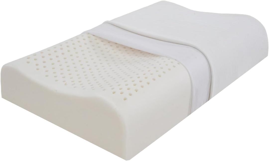 Natural Latex Neck Support Pillow-Medium FirmnessNo Shoulder Pressure,Suit for Side & Back Sleeping,Cervical Traction Design, Ergonomic Relief for Neck & Shoulder Pain(23.6"Lx15.7"Wx(3.9/4.7")H)
