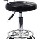 KKTONER PU Leather Modern Rolling Stool with Low Back Height Adjustable Work Salon Drafting Swivel Task Chair with Footrest (Black)