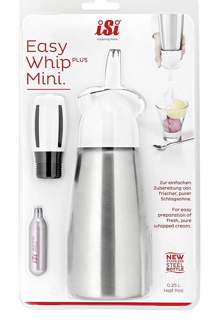 iSi Mini 013455 Whipped Cream Maker, White, Stainless Steel, 1/2 Pint, White