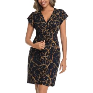 Nightgowns for Women Short Sleeve Drawstring House Dress S-3XL (M)