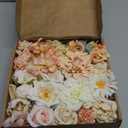 Serra Flora Artificial Flowers Rose 32pcs Silk Mix Peony Daisy Hydrangea Fake Flowers for DIY Wedding Bouquets Combo Centerpieces Arrangements Party Bridal Baby Shower Home Decorations (Champagne Powder)