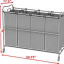 Simple Houseware 4-Bag Heavy Duty Laundry Sorter Rolling Cart, Silver, 32.75 Inches X 17.5 Inches X 31.5 Inches