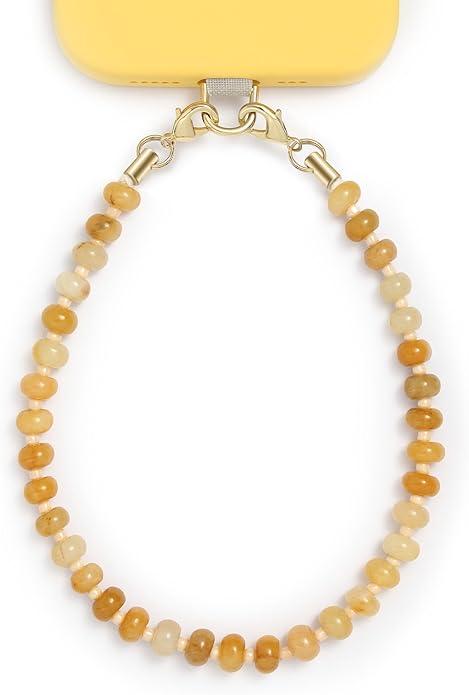 Natural Stone Phone Charm, Beaded Healing Phone Wrist Strap, Handmade Cellphone Chain Lanyard with Tether Tab