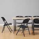 Amazon Basics Sturdy Foldable Portable Plastic Chair, 350-Pound Capacity, Supportive Seating for Events, Space-Saving, Black, 6-Pack