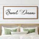 Sweet Dreams Wall Decor Above Bed 40x15 Inch Large Master Bedroom Hanging Wood Rustic Framed Farmhouse Sweet Dreams Sign Guest Room Aesthetic And Minimalist Over Bed Wall ArtWood