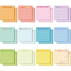 Yinder 24 Pcs Inspirational Sticky Notes Cute Motivational Sticky Notes Pad End of Year Employee Appreciation Gifts Bulk for Teacher Nurse Coworkers Office Supplies 3 x 3'' (Inspirational,Light Color)