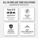 30 Pack T8 LED Bulbs 4 Foot, Type A+B Hybrid Replacement for T8 Fluorescent Tube, 14W (32W Equivalent), 5000K Daylight, 2400 Lumens, Shatter Resistant Frosted Cover, G13 Base