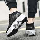 Double-Row Deform Wheel Automatic Walking Shoes Invisible Deformation Roller Skate 2 in 1 Removable Pulley Skates Skating Parkour - Size EU42