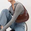 Womens Small Crescent Shoulder Bag, Mini Vegan Leather Hobo Purse with Zipper for Everyday Going Out | Small