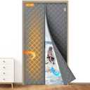 Yotache Magnetic Thermal Insulated Door Curtain Fits 36 x 80 inch Doors, Curtain Size 38" x 82" Weatherproof Oxford Material Doors Screen Covers Keep Cold Drafts Out, Gray