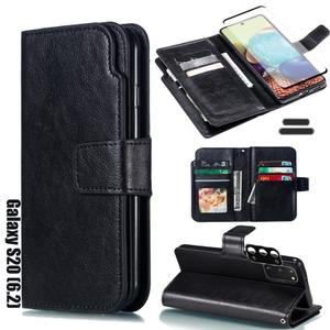 LMDAMZ for Galaxy S20 6.2 Inch Wallet Case [3+ Card Slots] ID Business Card Credit Card Slot Carry Pouch with Stand Double Sided Multi-Card Slot Flip Folding PU Wallet Leather Case (Black)