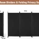 Room Divider 6FT Folding Privacy Partition Screen, 103'' W Freestanding Wall Divider for Room Separation, Portable 3 Panel Room Divider Panel Privacy Screen for Dorm Studio Office, Black