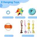 Puppy Play Gym with 8 Hanging Toys - Indoor Jungle Gym for Small Dogs, Interactive Enrichment Activity Center for Puppies, 19.5" PVC Frame with Teething Squeaky Toys to Keep Them Busy