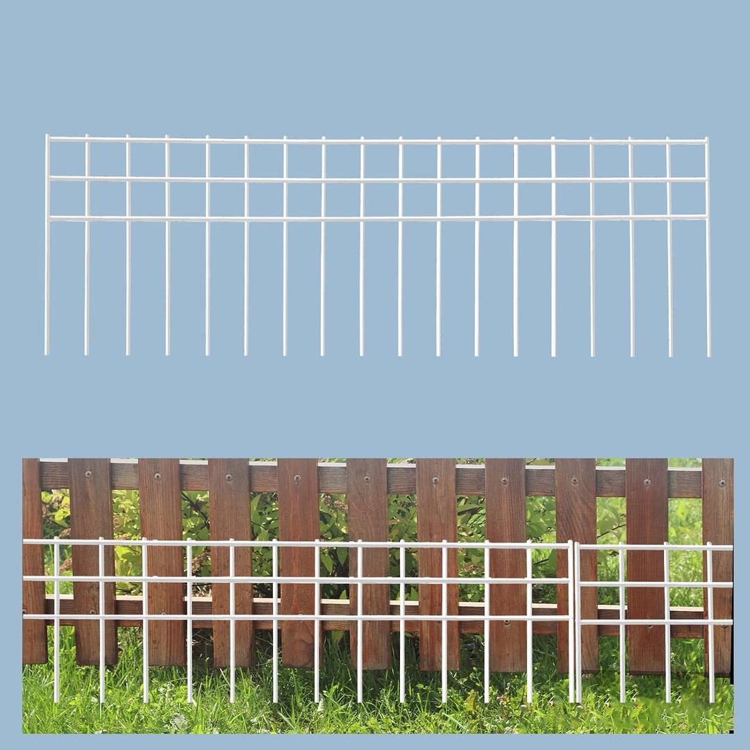 32x10-inch No Dig Animal Barrier Fence, 10 Pack White Dig Protective Fence with 1.5 inch Spike spacing, Dog/Rabbit/Groundhog Underground Defence, for Outdoor Garden Patio