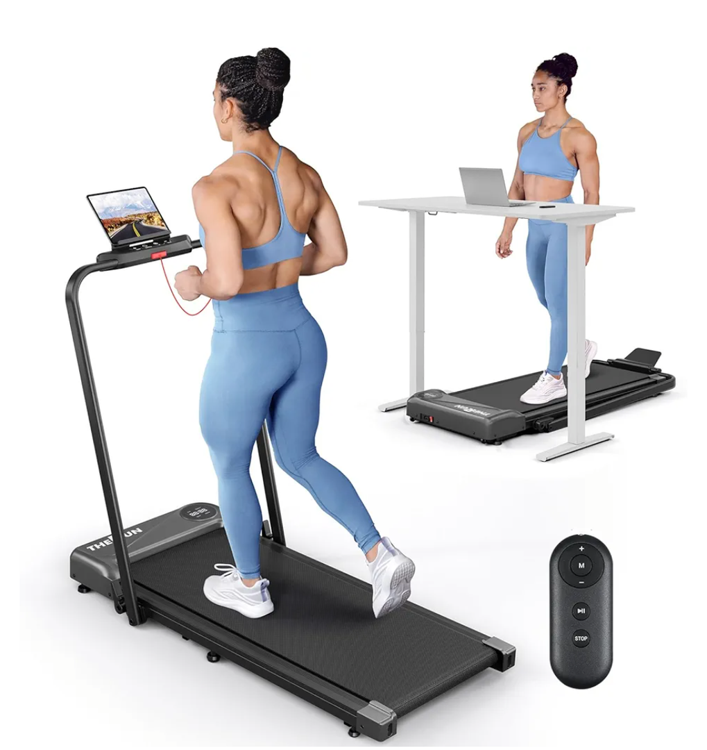 THERUN Walking Pad, 2.5 HP Under Desk, 2 in 1 Foldable for Home, Walking Pad with Handle Bar, 15" Widened Running Belt with Remote Control & LED Touch Screen