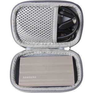 Anleo Hard Travel Case for Samsung T7 Shield 2TB / 1TB / 4TB, Portable SSD, USB 3.2 Gen2 External Solid State Drive (Grey, Case for 1 Hard Drives)