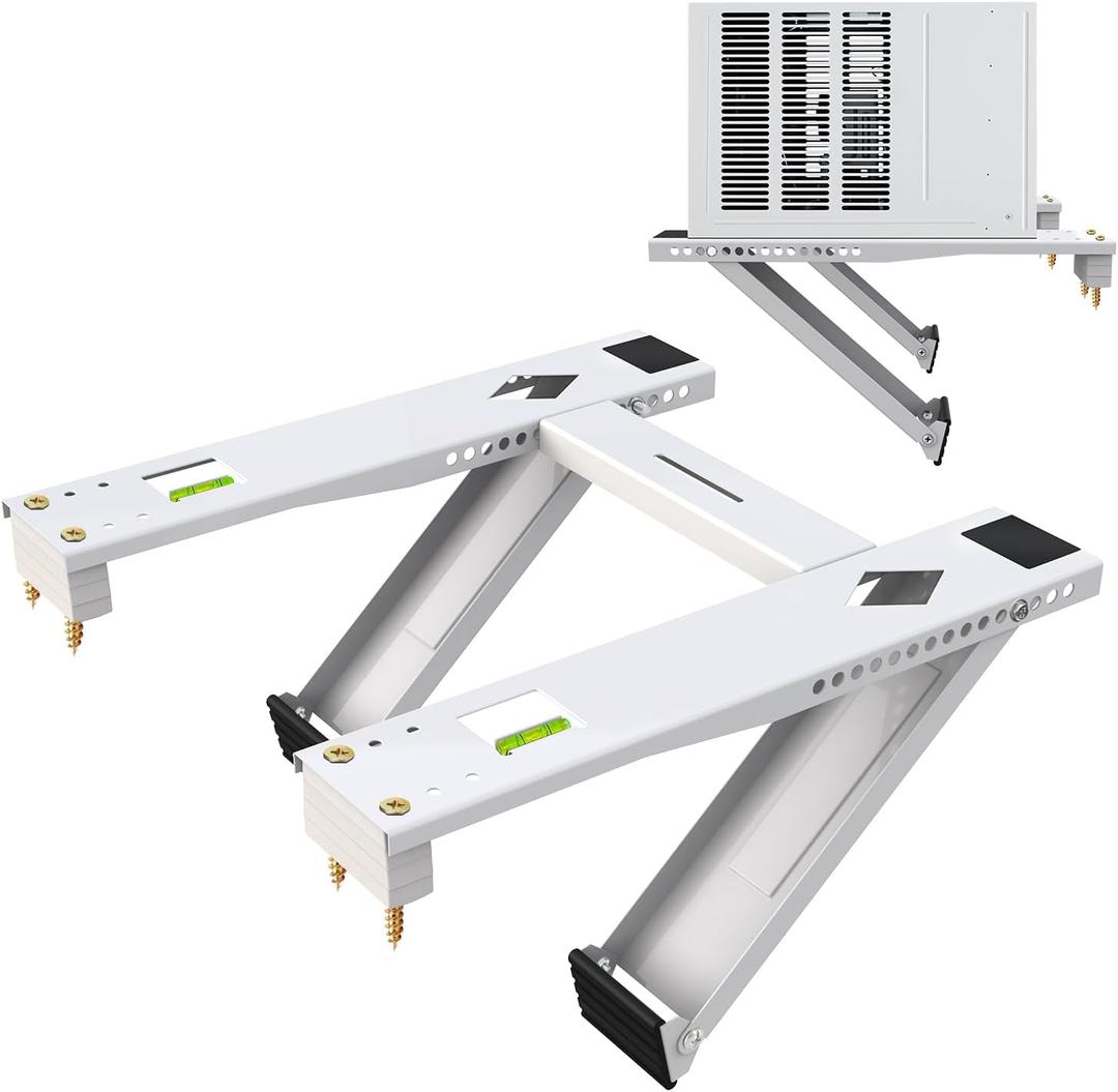 Dual Arm Window Air Conditioner Support Bracket Heavy Duty 200lbs, for 5000-22000 BTU Units, Universal Window AC Mount Units Fits Single/Double Hung Windows with Anti-Vibration Pads