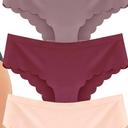 FINETOO 4 pack Seamless Underwear for Women Sexy Low Rise Hipster Wave Edge No Show Bikini Panties Womens Cheeky M