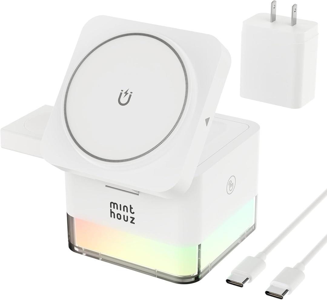 Foldable 3 in 1 Apple Charging Station for iPhone, Wireless Charger for iPhone 17 Air 16 15 14 13 12 Pro Max Plus, Foldable Charging Pad for Apple Watch Series & Airpods 4 3 2 Pro