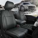 CreekT Full Set Leather Seat Covers for Ford F150 2015-2025, Waterproof Pickup Seat Covers Custom Fit for Ford F-150 Accessories, for F150 2020 2021 2022 2023 2024 2025 Super Crew/Crew Cab(XL,XLT)