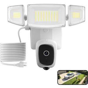 iMaihom 2K Floodlight Camera with Plug-in Power Cable, 3000LM Security Outdoor Cam with Motion-Activated, Color Night Vision, 2-Way Audio, Siren, 24/7 Recording, IP65, 5G/2.4G WiFi, Works with Alexa