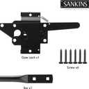 Self-Locking Gate Latch Heavy Duty for Wooden Fence, Post Mount Automatic Gravity Lever for PVC Fence Gate Lock Hardware with Fasteners for Secure Pool, Yard, Garden, Steel, Black
