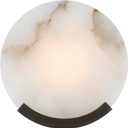 1-Light Black Modern Wall Sconces for Bedroom, Round Sconce Wall Light Fixture for Bathroom, Alabaster Sconce Lighting for Living Room, 1 Pack