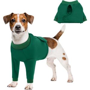 Queenmore Dog Surgery Recovery Sleeve Front Legs, Breathable Dog Recovery Sleeve, Elbow Protector Pet Cone Alternative After Surgery, Green, M