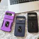 Magnetic for Google Pixel 9/9 Pro/10/10 Pro Case with Ring Stand, Rotatable Finger Holder with Slide Camera Cover, Works with Car Mount Kickstand Phone Case for Pixel 9/9 Pro/10/10 Pro Black