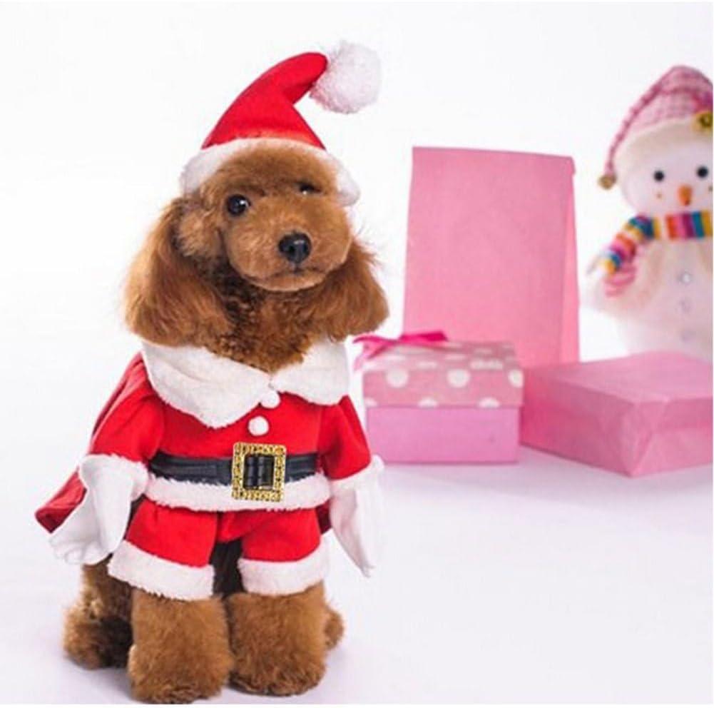NACOCO Pet Christmas Costumes Dog Suit with Cap Santa Claus Suit Dog Hoodies Cat Xmas Costumes (Red, M)
