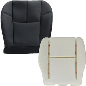 Leather Black Driver Side Bottom Seat Cover and Foam Cushion Compatible with Chevy Silverado Suburban Avalanche GMC Sierra Tahoe Yukon 2007 2008 2009 2010 2011 2012 2013 2014