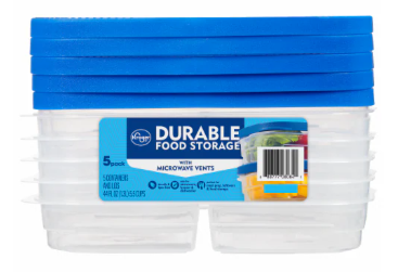 Kroger® BPA-Free Durable Plastic Food Storage Container With Lid - 5 pack