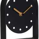 SOFFEE DESIGN One-Piece Tabletop Clock Arched Frame Without Scale Modern Minimalist Design, Desk Clock Battery Operated Non Ticking for Office Bedroom Living Room, Black