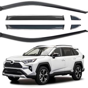 Side Window Visor 6 Piece Set for Toyota RAV4 2019 2020 2021 2022 2023 2024 Safe RAIN Out-Channel Guard Deflector Window Deflectors Vent Deflectors (for RAV4 19-24 6-Piece Chrome)
