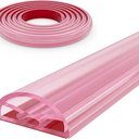 39” Transparent Shower Threshold Water Dam Stopper for Dry and Wet Separation, Self Adhesive Collapsible Walk in Shower Splash Guard Seal Strip, Silicone Sink Edge Water Barrier for Bathroom, Kitchen (Pink)