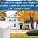 Black Plastic 5" Classic New England Style Vinyl Fence Post Caps, 5"x5" Post Cap for Vinyl Fence Post (2)