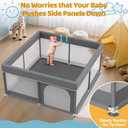 Grey Baby Playpen 64"x64" - Full Cover Anti-Collision Cloth Large Playard Neutral Safety Play Yard for Babies & Toddlers Modern Infant Activity Center Gray