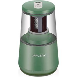 JARLINK Electric Pencil Sharpener, Heavy-Duty Helical Blade to Fast Sharpen, Auto Stop for No.2/Colored Pencils(6-8mm), AC Adapter/Battery Operated in School Classroom/Office/Home (Green)